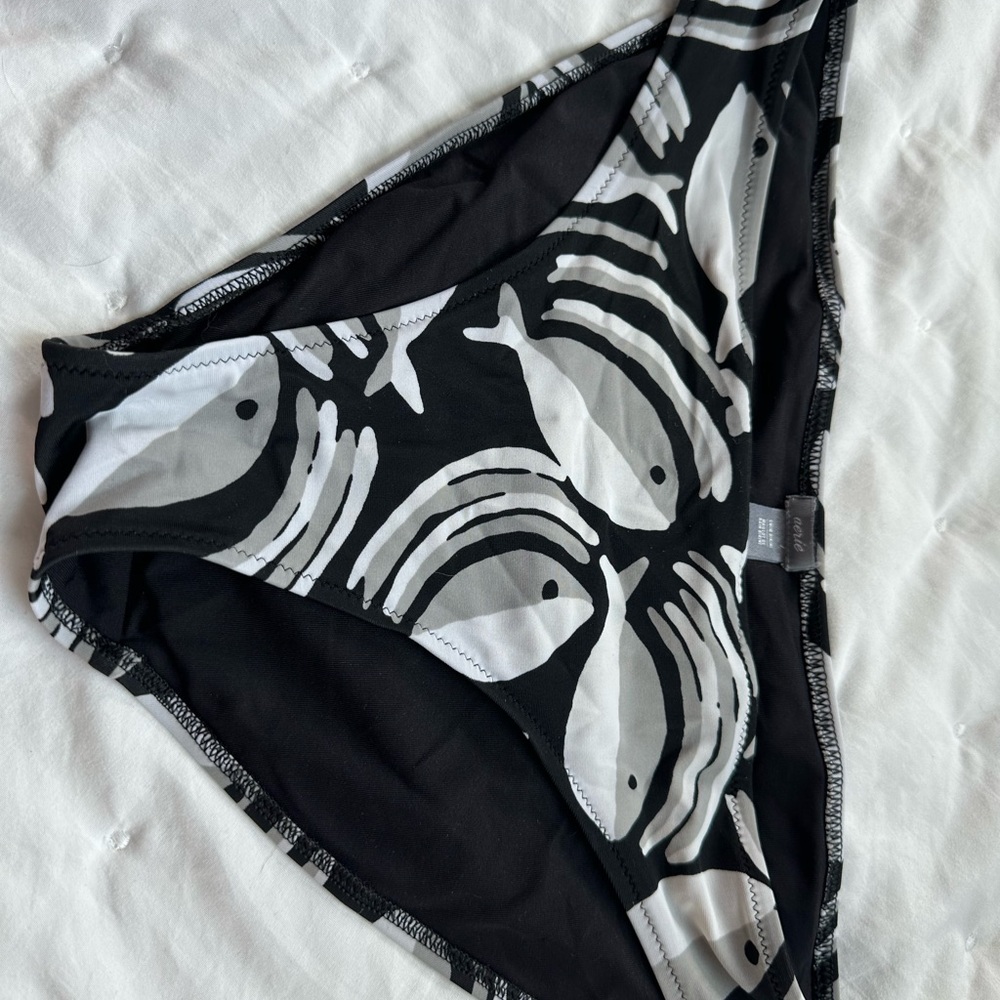 Aerie Black and White Fish Print Swim Bottom
